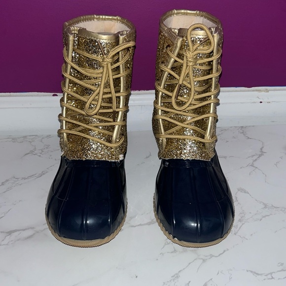 NWOT Belk YD-Gold Glitter/Navy Boots - Picture 4 of 11